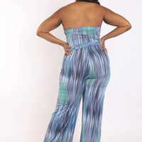 Printed Tube Jumpsuit With Self Belt - Passion 4 Fashion USA