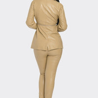 Pu Leather Zipper Pant Set - Passion 4 Fashion USA