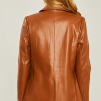 Pu Woven Solid Blazer - Passion 4 Fashion USA