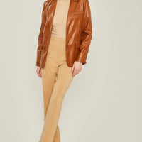 Pu Woven Solid Blazer - Passion 4 Fashion USA