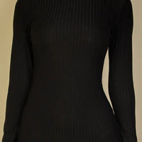 Ribbed Mock Neck Long Sleeve Bodycon Midi Dress - Passion 4 Fashion USA