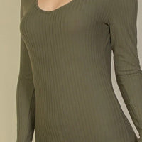 Ribbed Scoop Neck Long Sleeve Jumpsuit - Passion 4 Fashion USA