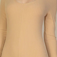Ribbed Scoop Neck Long Sleeve Jumpsuit - Passion 4 Fashion USA