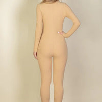 Ribbed Scoop Neck Long Sleeve Jumpsuit - Passion 4 Fashion USA