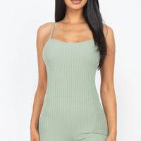 Ribbed Sleeveless Back Cutout Bodycon Active Romper - Passion 4 Fashion USA