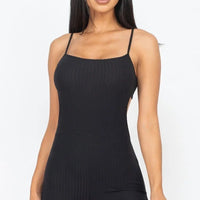 Ribbed Sleeveless Back Cutout Bodycon Active Romper - Passion 4 Fashion USA