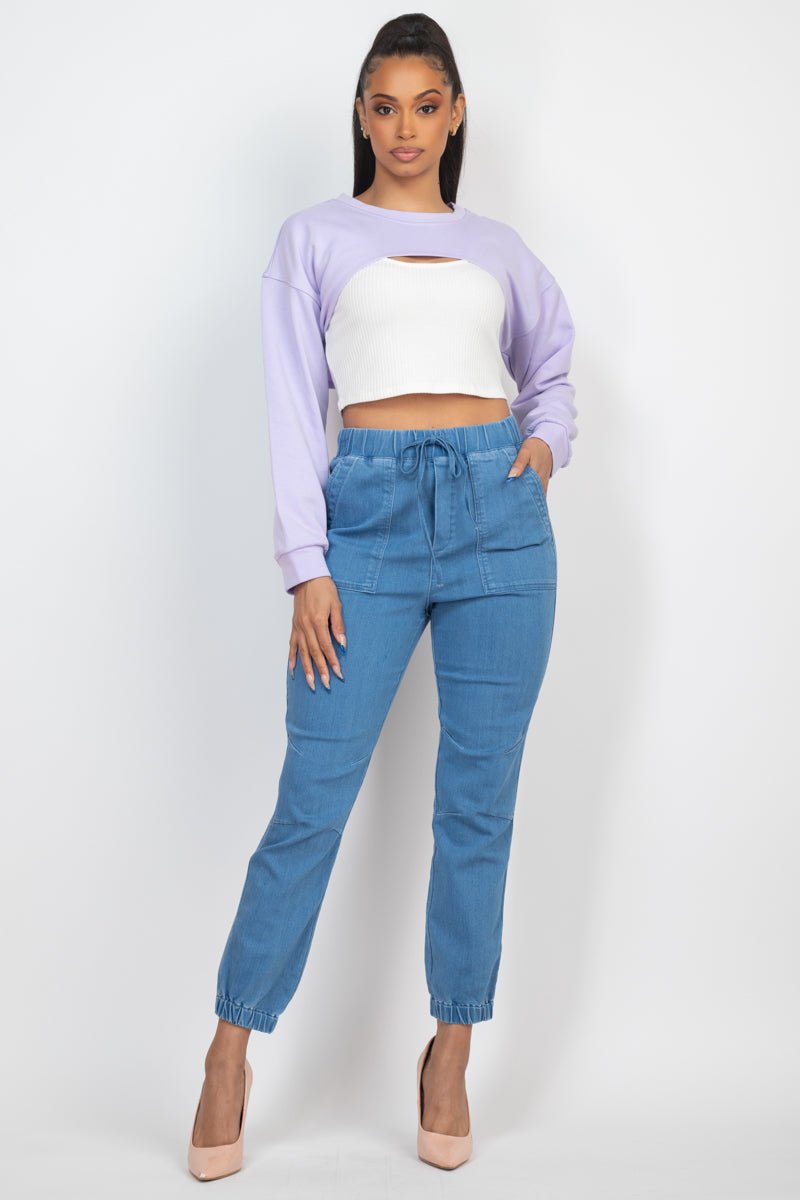 Ribbed Sleeveless Top With Shrug Sweater - Passion 4 Fashion USA