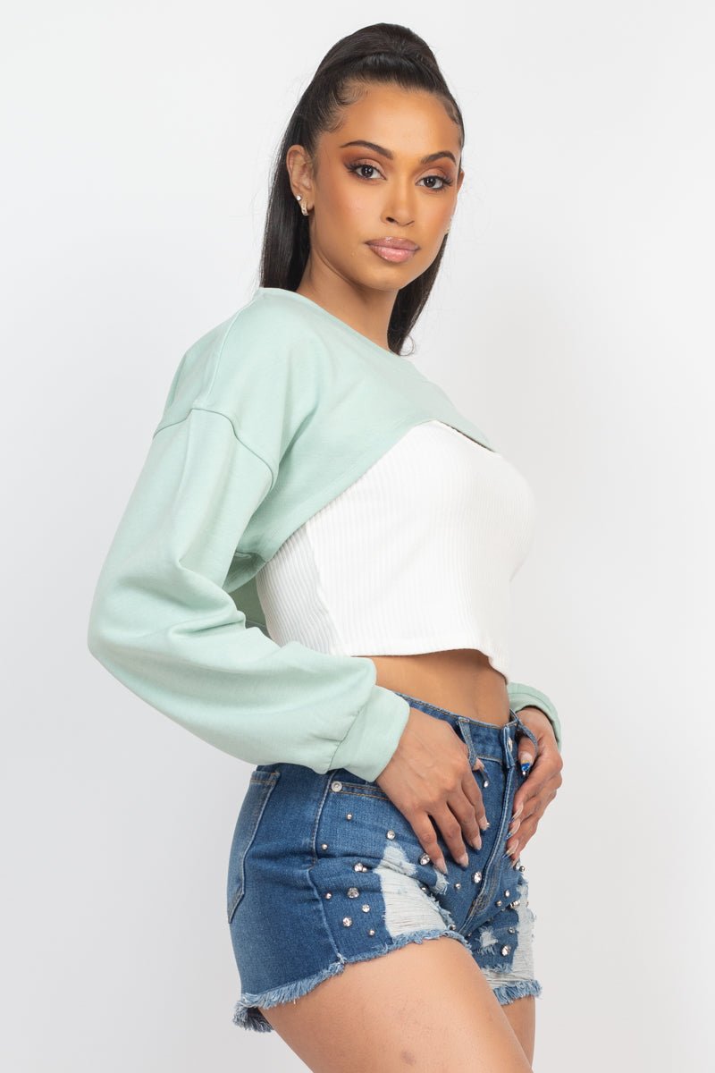 Ribbed Sleeveless Top With Shrug Sweater - Passion 4 Fashion USA