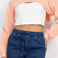 Ribbed Sleeveless Top With Shrug Sweater - Passion 4 Fashion USA