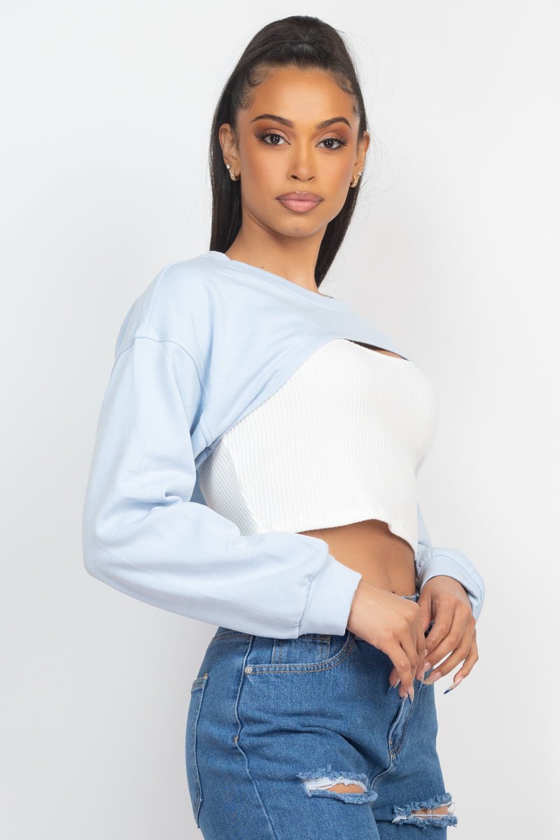 Ribbed Sleeveless Top With Shrug Sweater - Passion 4 Fashion USA