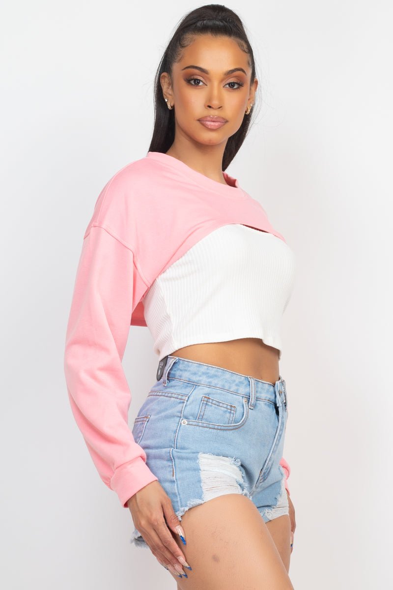 Ribbed Sleeveless Top With Shrug Sweater - Passion 4 Fashion USA