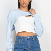Ribbed Sleeveless Top With Shrug Sweater - Passion 4 Fashion USA