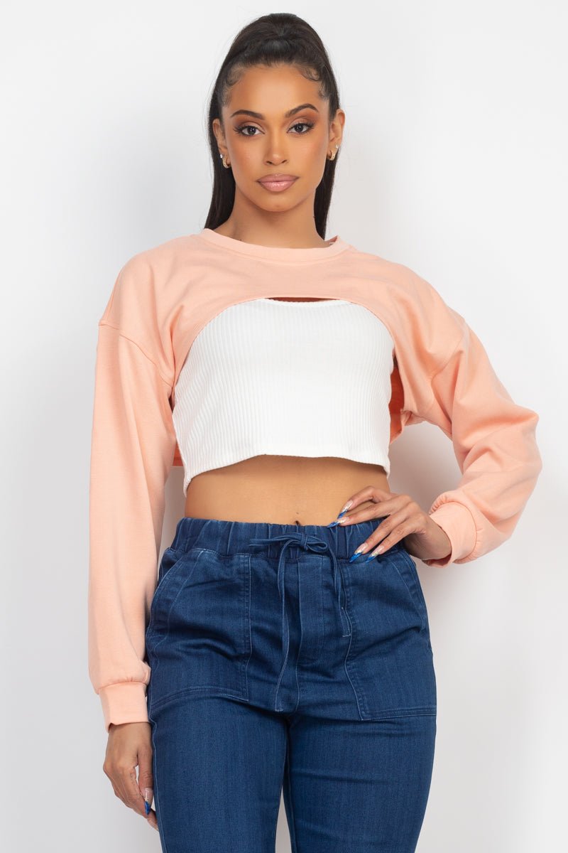 Ribbed Sleeveless Top With Shrug Sweater - Passion 4 Fashion USA