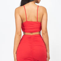 Ruched Crop Top And Skirt Sets - Passion 4 Fashion USA