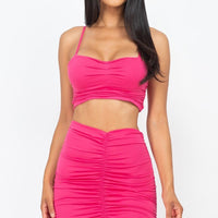 Ruched Crop Top And Skirt Sets - Passion 4 Fashion USA