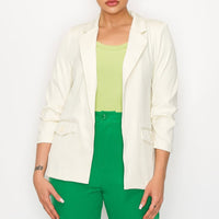 Ruched Sleeves Solid Blazer - Passion 4 Fashion USA
