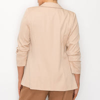 Ruched Sleeves Solid Blazer - Passion 4 Fashion USA