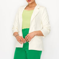 Ruched Sleeves Solid Blazer - Passion 4 Fashion USA