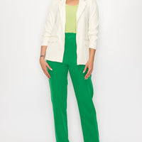 Ruched Sleeves Solid Blazer - Passion 4 Fashion USA