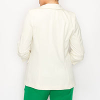 Ruched Sleeves Solid Blazer - Passion 4 Fashion USA