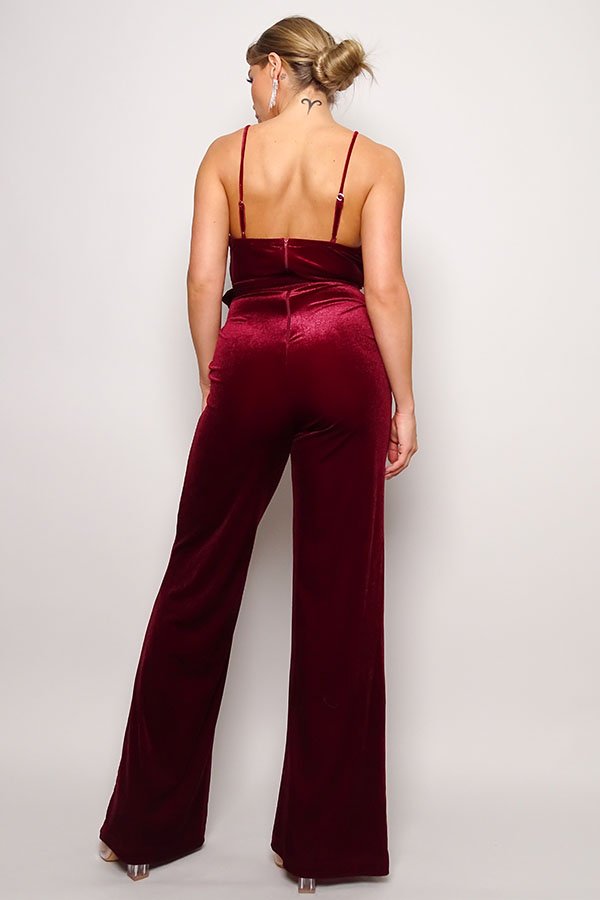 Samba Rhinestone Belt Velvet Jumpsuit - Passion 4 Fashion USA