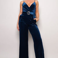 Samba Rhinestone Belt Velvet Jumpsuit - Passion 4 Fashion USA