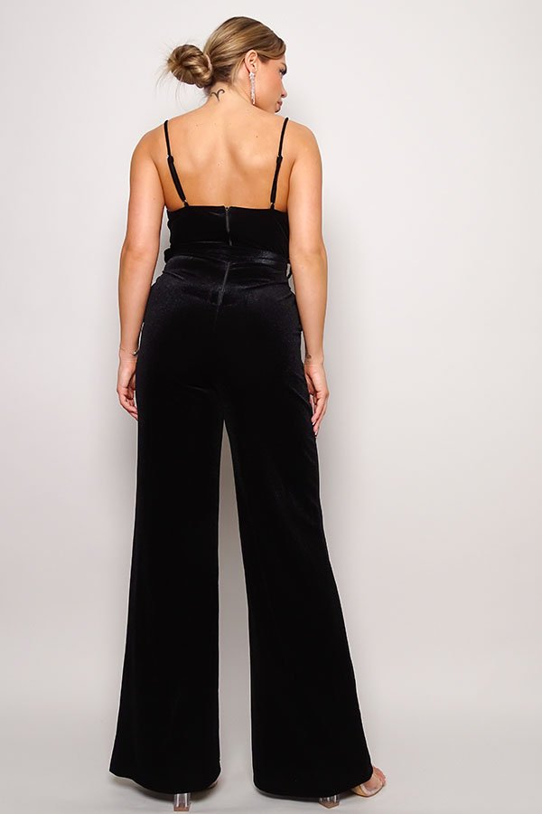 Samba Rhinestone Belt Velvet Jumpsuit - Passion 4 Fashion USA