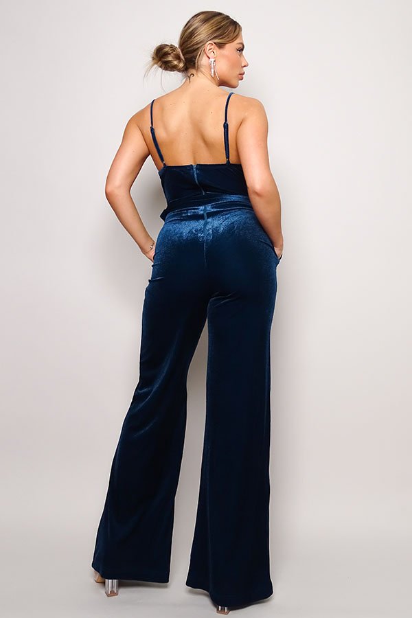 Samba Rhinestone Belt Velvet Jumpsuit - Passion 4 Fashion USA