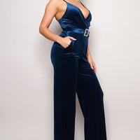 Samba Rhinestone Belt Velvet Jumpsuit - Passion 4 Fashion USA