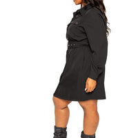 Satin Effect Belted Jacket Dress - Passion 4 Fashion USA