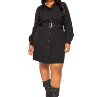 Satin Effect Belted Jacket Dress - Passion 4 Fashion USA