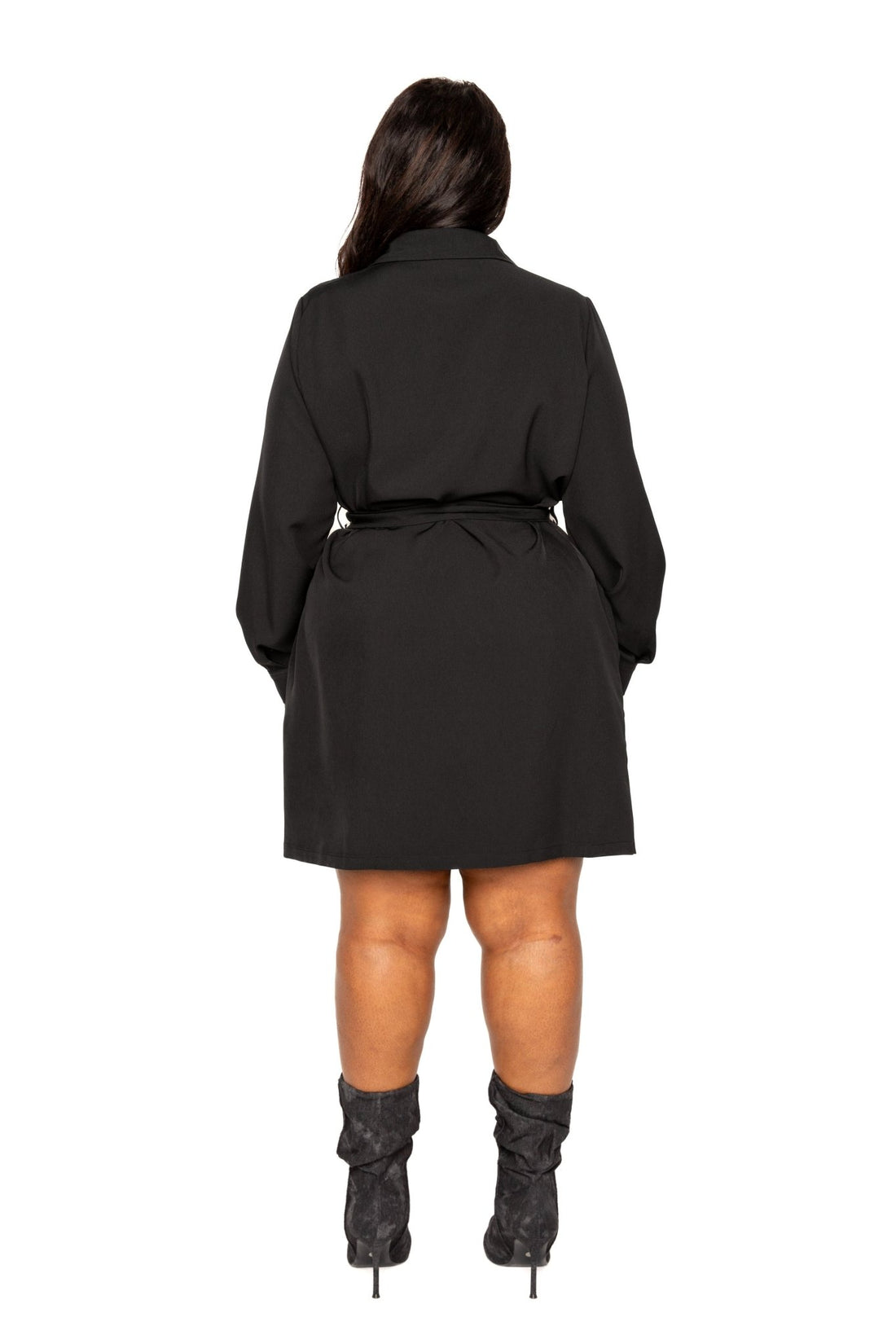 Satin Effect Belted Jacket Dress - Passion 4 Fashion USA