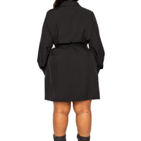 Satin Effect Belted Jacket Dress - Passion 4 Fashion USA