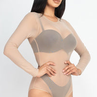 Sexy Sheer Mesh Long Sleeve Bodysuit - Passion 4 Fashion USA