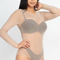 Sexy Sheer Mesh Long Sleeve Bodysuit - Passion 4 Fashion USA