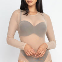 Sexy Sheer Mesh Long Sleeve Bodysuit - Passion 4 Fashion USA