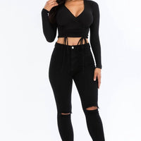 Shirred Cropped Top - Passion 4 Fashion USA