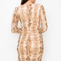Shirring Animal Print Dress - Passion 4 Fashion USA