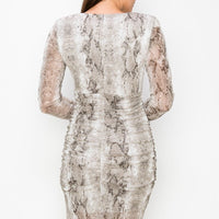 Shirring Animal Print Dress - Passion 4 Fashion USA
