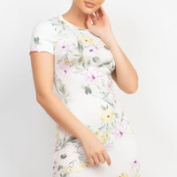 Short Sleeve Floral Bodycon Dress - Passion 4 Fashion USA
