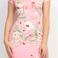 Short Sleeve Floral Bodycon Dress - Passion 4 Fashion USA