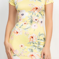 Short Sleeve Floral Bodycon Dress - Passion 4 Fashion USA