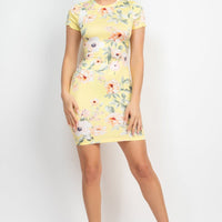 Short Sleeve Floral Bodycon Dress - Passion 4 Fashion USA