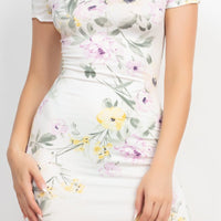 Short Sleeve Floral Bodycon Dress - Passion 4 Fashion USA