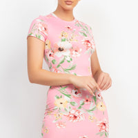 Short Sleeve Floral Bodycon Dress - Passion 4 Fashion USA