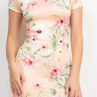 Short Sleeve Floral Bodycon Dress - Passion 4 Fashion USA