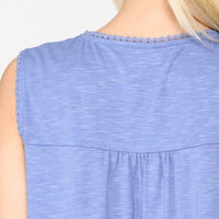 Sleeveless Lace Trim Tunic Top With Scoop Hem - Passion 4 Fashion USA