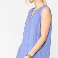 Sleeveless Lace Trim Tunic Top With Scoop Hem - Passion 4 Fashion USA