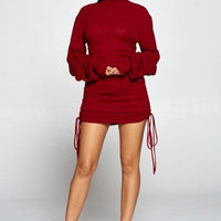 Solid Color Mock Neck Mini Bodycon Dress - Passion 4 Fashion USA