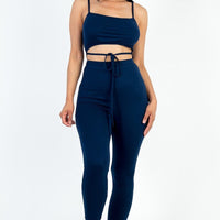 Solid Tie Front Cut Out Jumpsuit - Passion 4 Fashion USA